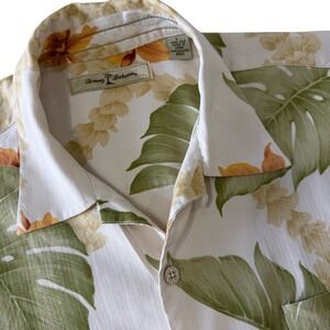 Tommy Bahama Mens Silk Hawaiian Aloha Shirt Palm Leaf Floral Print L